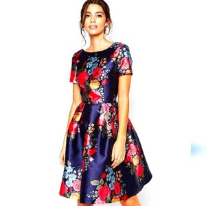 Chi Chi London Floral Navy Dresss